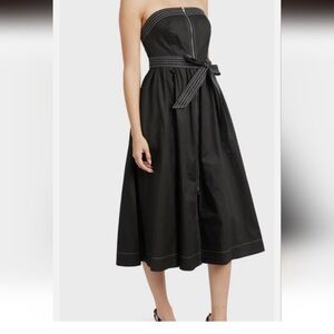 En Saison Black Strapless Dress with Bow Belt